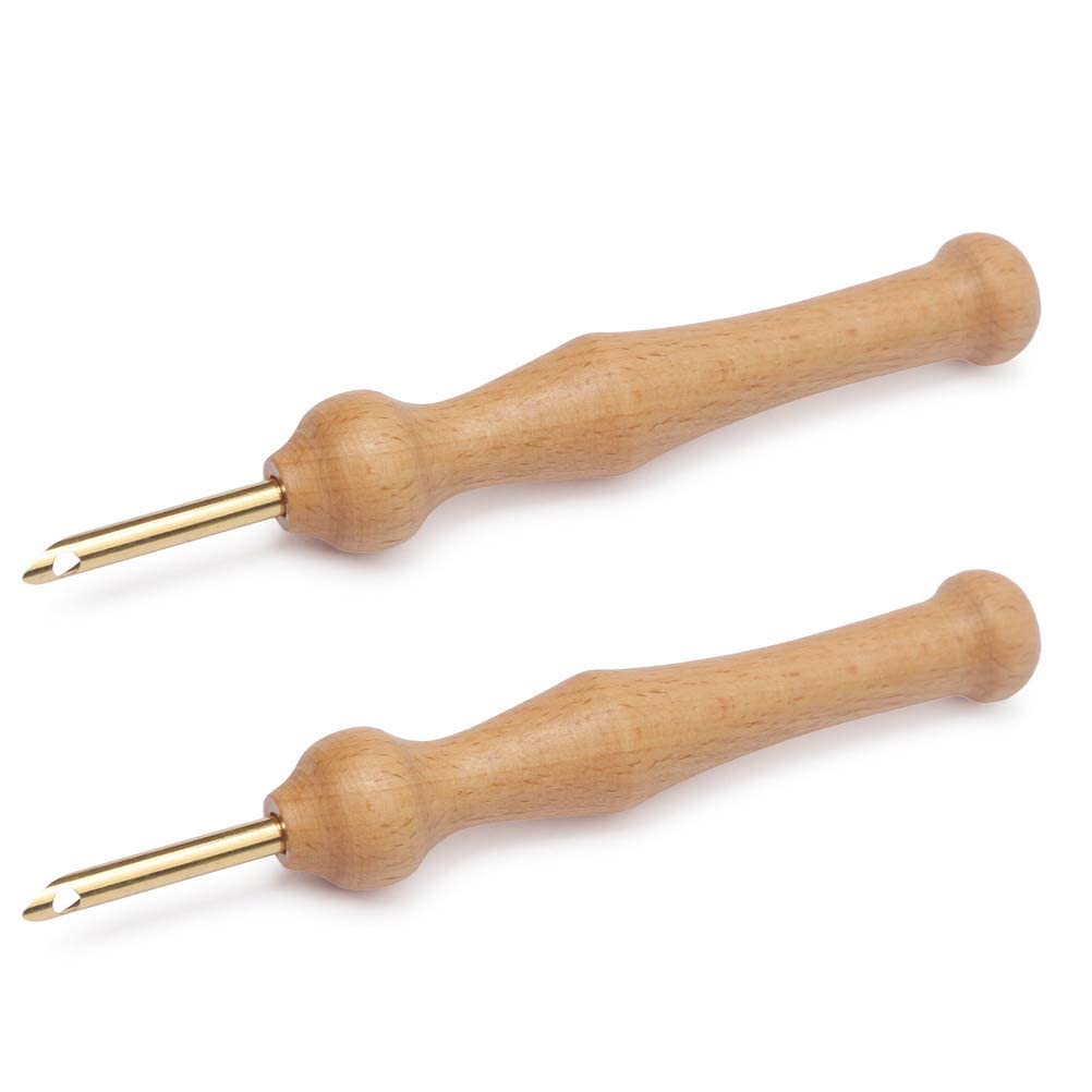HASTHIP 2 Pack Punch Needle Wooden Embroidery Pen Punch Needle Set Large Punch Needle with Needle Threader for DIY Craft Stitching Applique Embellishment HASTHIP 2 Pack Punch Needle Wooden Embroidery Pen Punch Needle Set Large Punch Needle with Needle Threader for DIY Craft Stitching Applique Embellishment